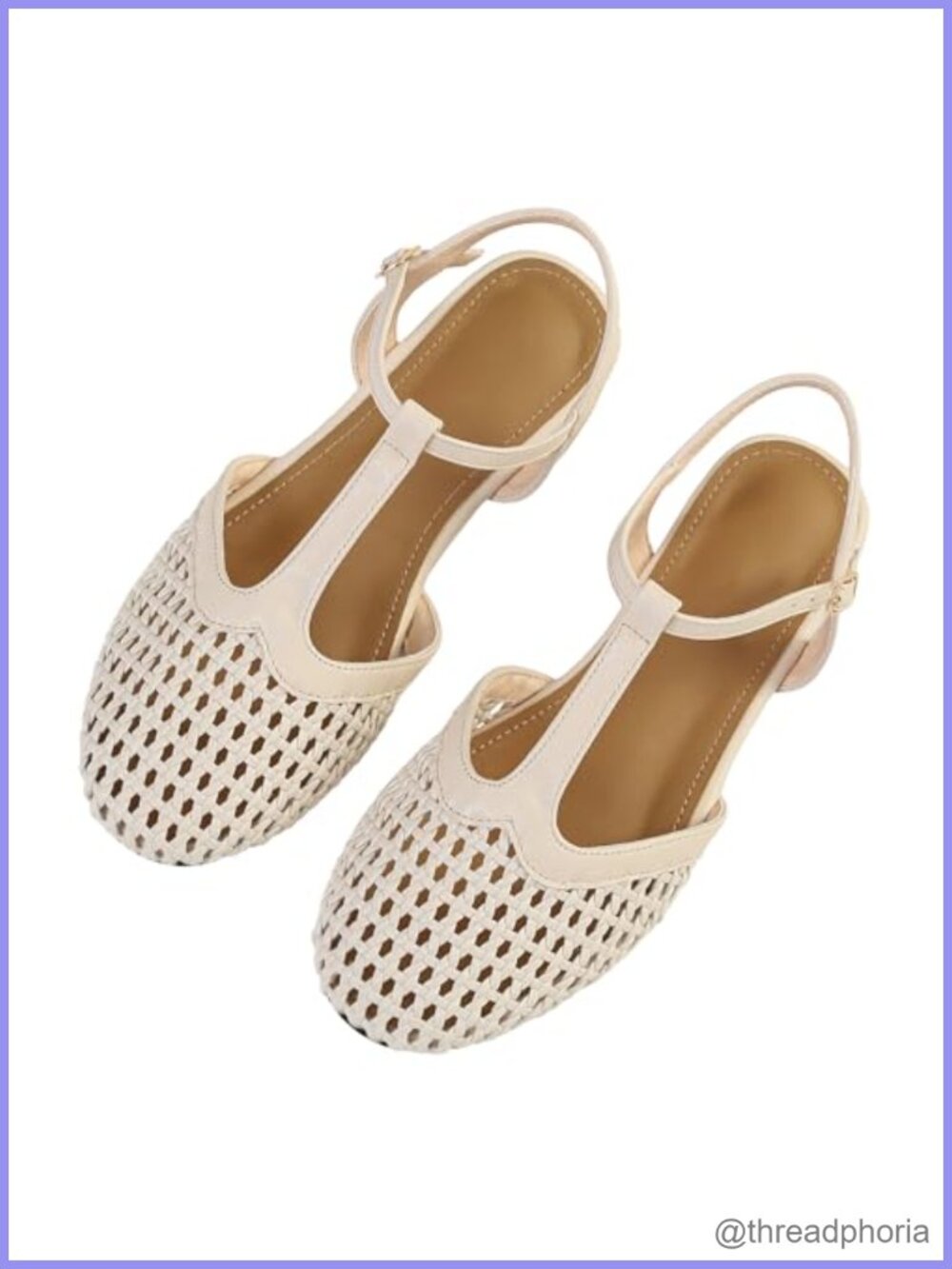 Hand Woven Crochet Ballet Flats T-Strap Slingback Mesh Summer Sandals